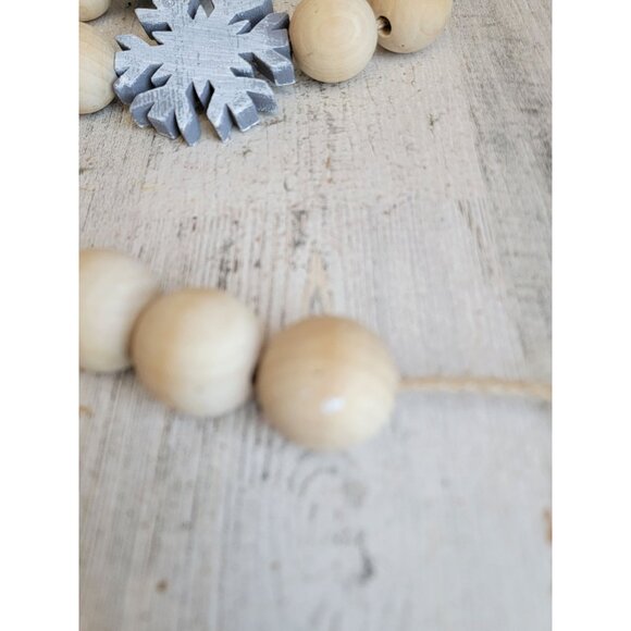 Wooden snowflake Garland home decor hanging Xmas figure Gray - Picture 8 of 11